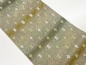 曲線に菱模様織出し袋帯